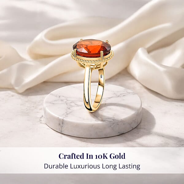 Certified & Appraised Luxoro AAA Ceylon Hessonite Garnet 7.05 Ctw Ring In 10K Yellow Gold 4.40 Grams
