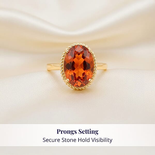 Certified & Appraised Luxoro AAA Ceylon Hessonite Garnet 7.05 Ctw Ring In 10K Yellow Gold 4.40 Grams