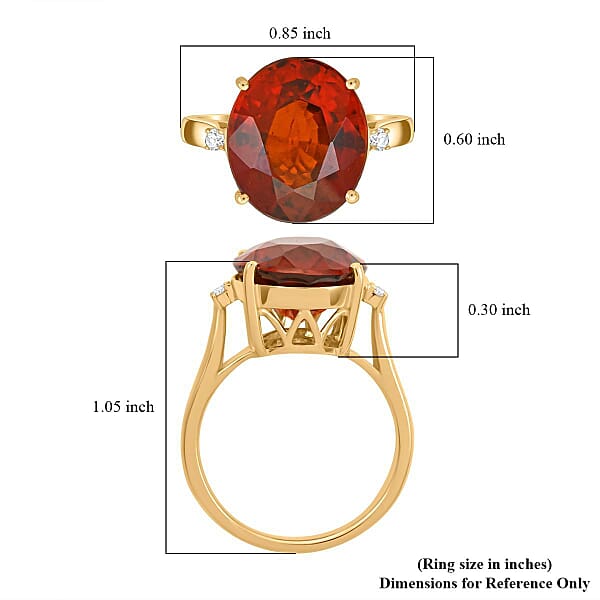 Certified & Appraised Luxoro AAA Ceylon Hessonite Garnet And I2 Diamond 9.15 Ctw Ring In 10K Yellow Gold