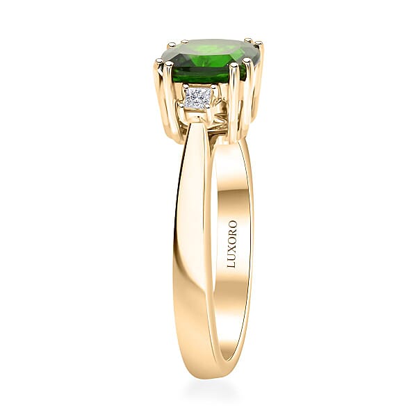 Certified & Appraised Luxoro AAA Chrome Diopside And G-H I2 Diamond 1.75 Ctw Ring In 10K Yellow Gold
