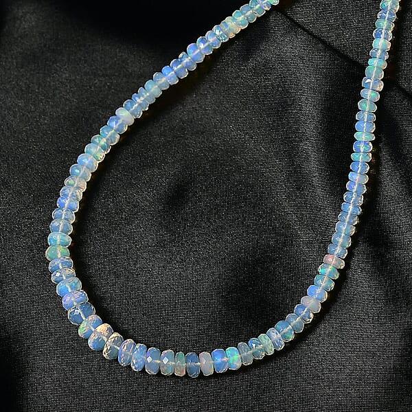 Certified & Appraised Luxoro AAA Ethiopian Welo Opal Beaded Graduated 64 Ctw Necklace 18-20 Inches In 10K Yellow Gold