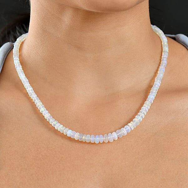 Certified & Appraised Luxoro AAA Ethiopian Welo Opal Beaded Graduated 64 Ctw Necklace 18-20 Inches In 10K Yellow Gold