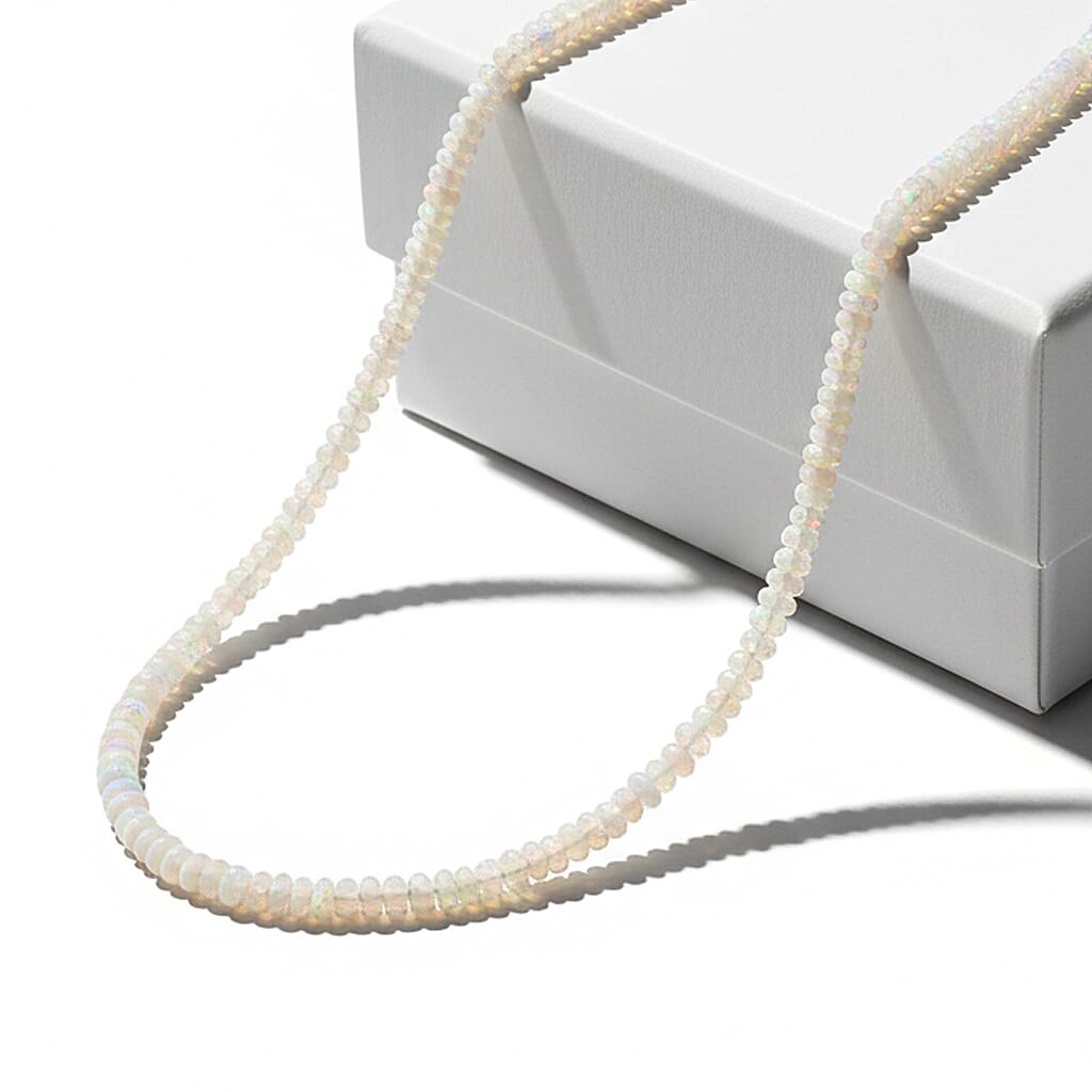 Certified & Appraised Luxoro AAA Ethiopian Welo Opal Beaded Graduated 64 ctw Necklace 18-20 Inches in 10K Yellow Gold