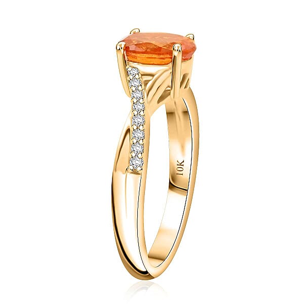 Certified & Appraised Luxoro AAA Fanta Garnet And Diamond G-H I2 1.70 Ctw Ring In 10K Yellow Gold