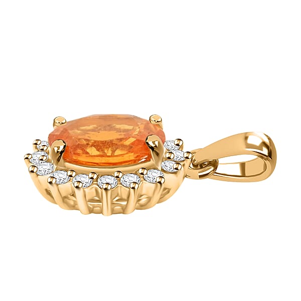 Certified & Appraised Luxoro AAA Fanta Garnet And G-H I2 Diamond 1.90 Ctw Pendant Without Chain In 10K Yellow Gold