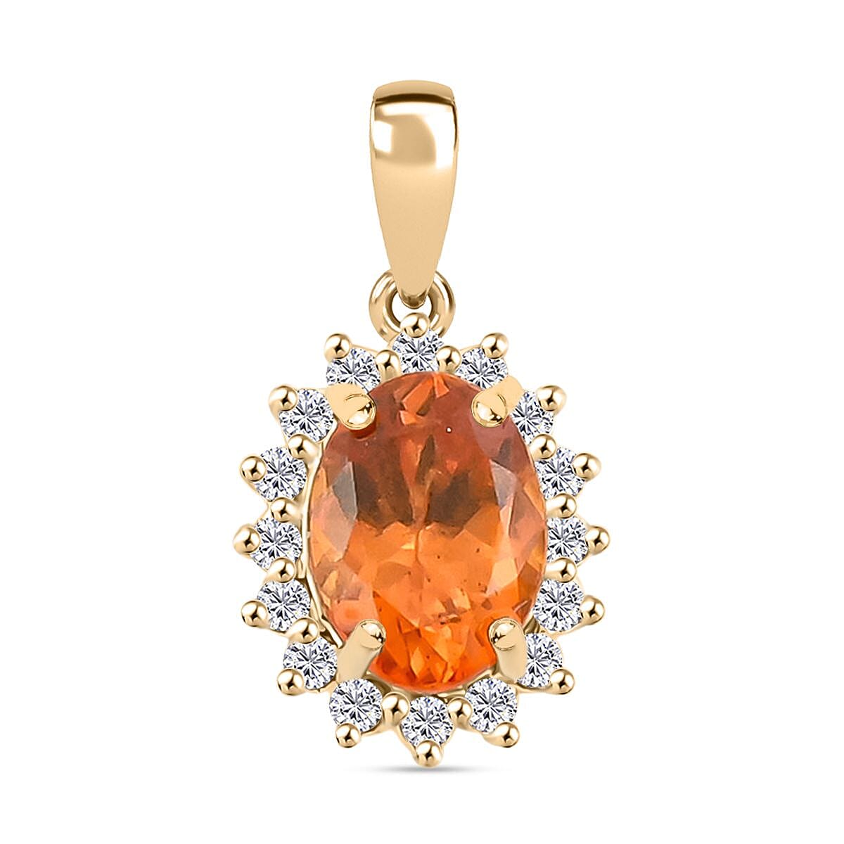 Certified & Appraised Luxoro AAA Fanta Garnet and G-H I2 Diamond 1.90 ctw Pendant without Chain in 10K Yellow Gold