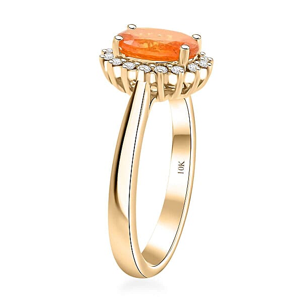 Certified & Appraised Luxoro AAA Fanta Garnet And G-H I2 Diamond 1.70 Ctw Ring In 10K Yellow Gold