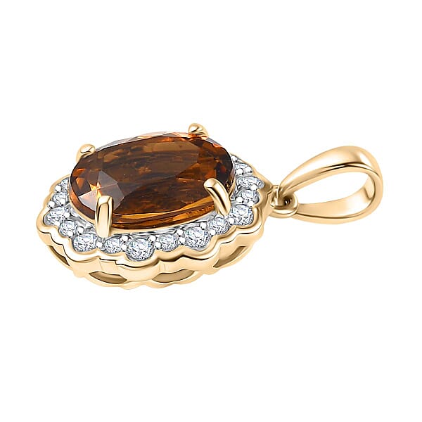 Certified & Appraised Luxoro AAA Golden Turkizite And I2 Diamond 3.37 Ctw Pendant Without Chain In 10K Yellow Gold