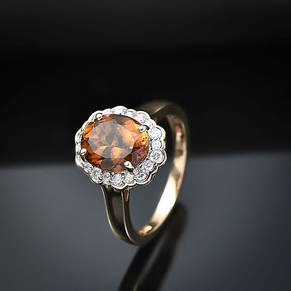 Certified & Appraised Luxoro AAA Golden Turkizite And I2 Diamond 3.37 Ctw Ring In 10K Yellow Gold