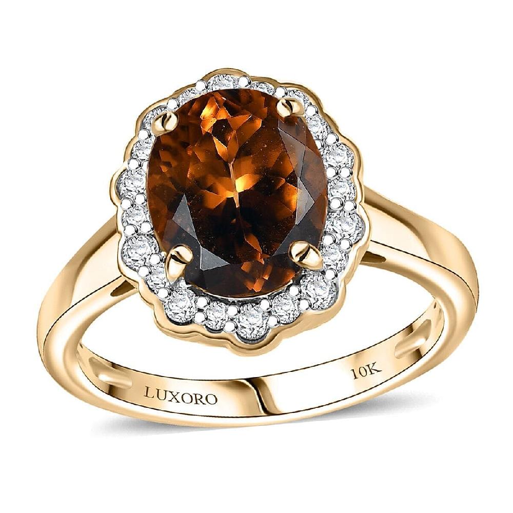 Certified & Appraised Luxoro AAA Golden Turkizite and I2 Diamond 3.37 ctw Ring in 10K Yellow Gold