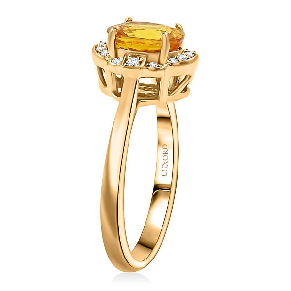 Certified & Appraised Luxoro AAA Ilakaka Yellow Sapphire And I2 Diamond 1.80 Ctw Ring In 14K Yellow Gold