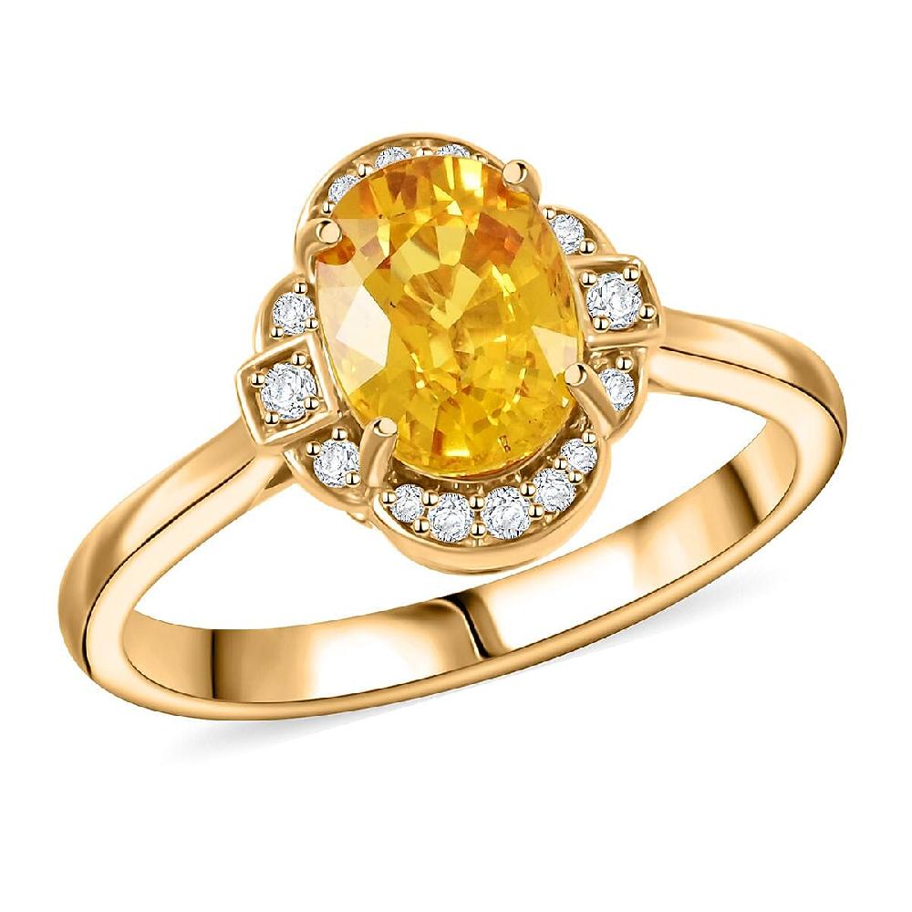 Certified & Appraised Luxoro AAA Ilakaka Yellow Sapphire and I2 Diamond 1.80 ctw Ring in 14K Yellow Gold