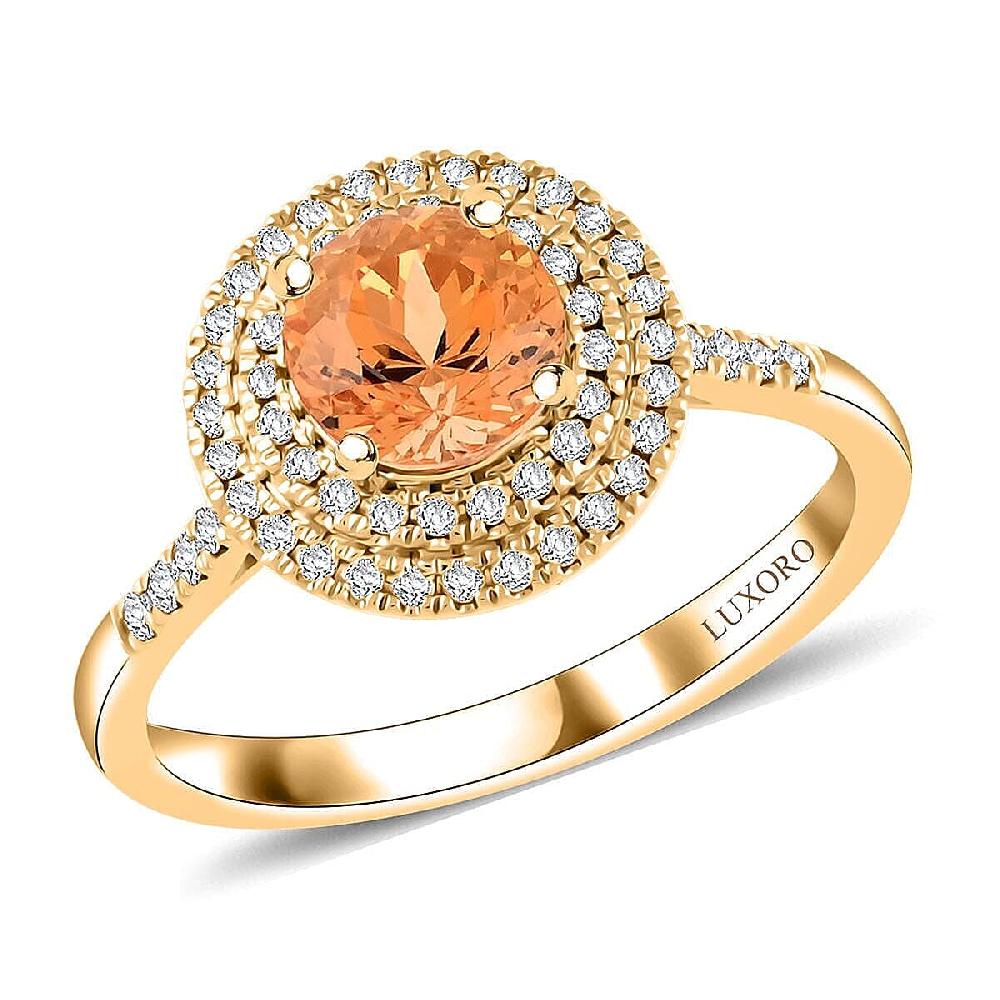 Certified & Appraised Luxoro AAA Imperial Topaz and G-H I2 Diamond 2.00 ctw Ring in 10K Yellow Gold