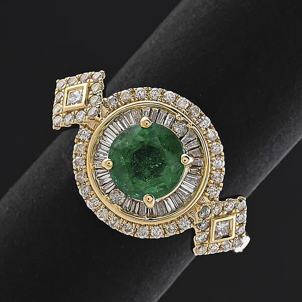 Certified & Appraised Luxoro AAA Kagem Zambian Emerald And I2 Diamond 2.00 Ctw Ring In 10K Yellow Gold 4.20 Grams