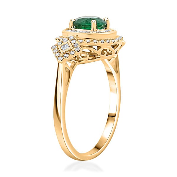 Certified & Appraised Luxoro AAA Kagem Zambian Emerald And I2 Diamond 2.00 Ctw Ring In 10K Yellow Gold 4.20 Grams