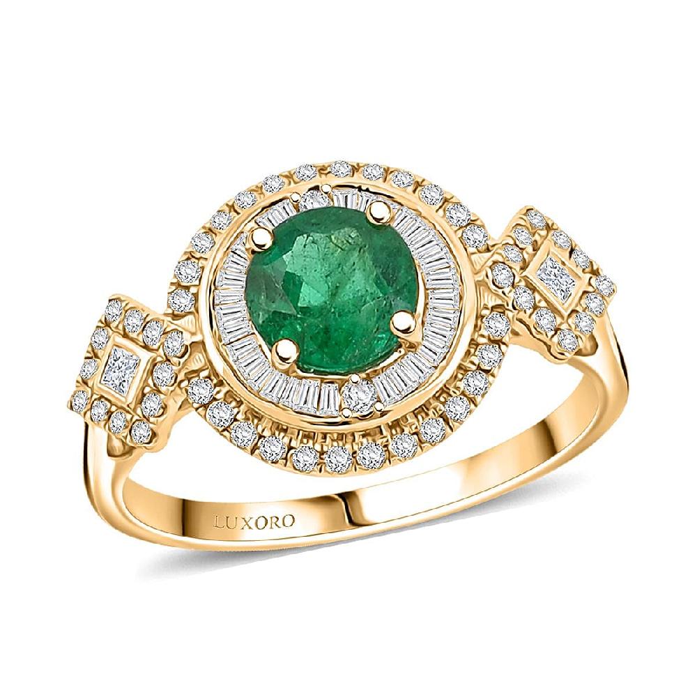 Certified & Appraised Luxoro AAA Kagem Zambian Emerald and I2 Diamond 2.00 ctw Ring in 10K Yellow Gold 4.20 Grams