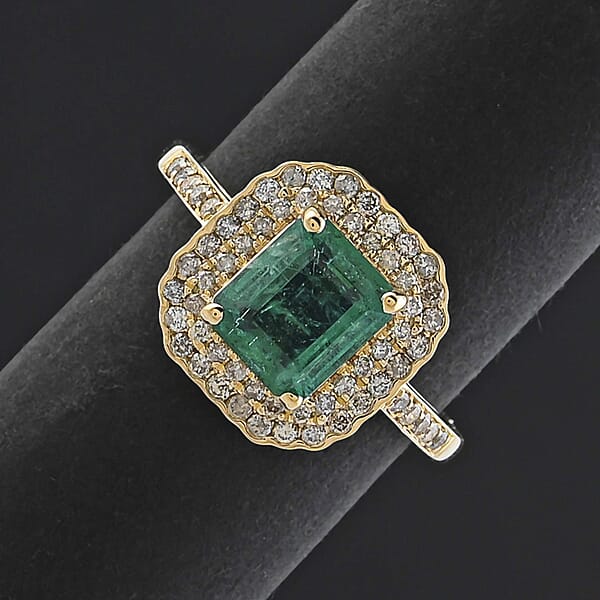 Certified & Appraised Luxoro AAA Kagem Zambian Emerald And I2 Diamond 2.02 Ctw Ring In 10K Yellow Gold