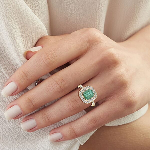 Certified & Appraised Luxoro AAA Kagem Zambian Emerald And I2 Diamond 2.02 Ctw Ring In 10K Yellow Gold