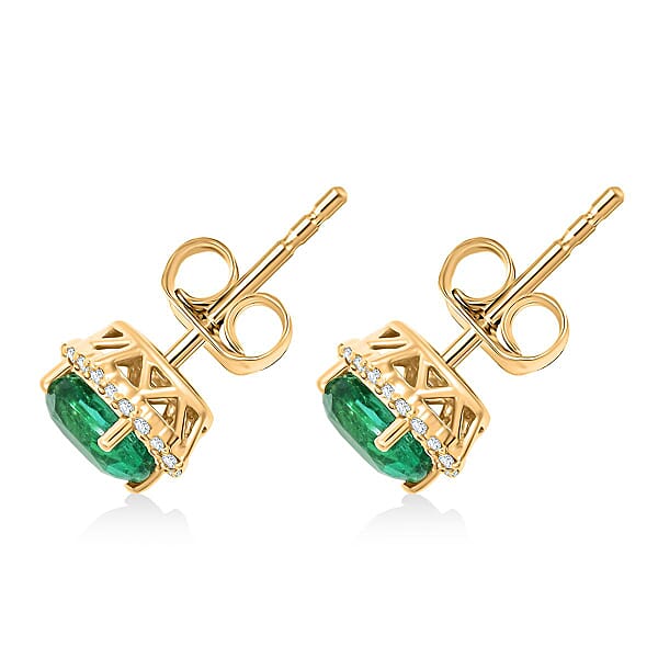 Certified & Appraised Luxoro AAA Kagem Zambian Emerald And G-H I2 Diamond 1.75 Ctw Earrings In 14K Yellow Gold
