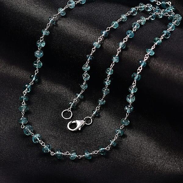 Certified & Appraised Luxoro AAA Lagoon Tourmaline Beaded 32 Ctw Necklace 20 Inches In 10K White Gold