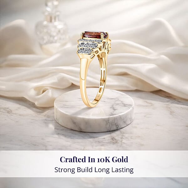 Certified & Appraised Luxoro AAA Madagascar Color Change Garnet And I2 Diamond 1.75 Ctw Ring In 10K Yellow Gold