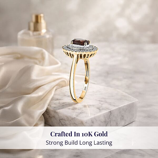 Certified & Appraised Luxoro AAA Madagascar Color Change Garnet And I2 Diamond 2.00 Ctw Ring In 10K Yellow Gold