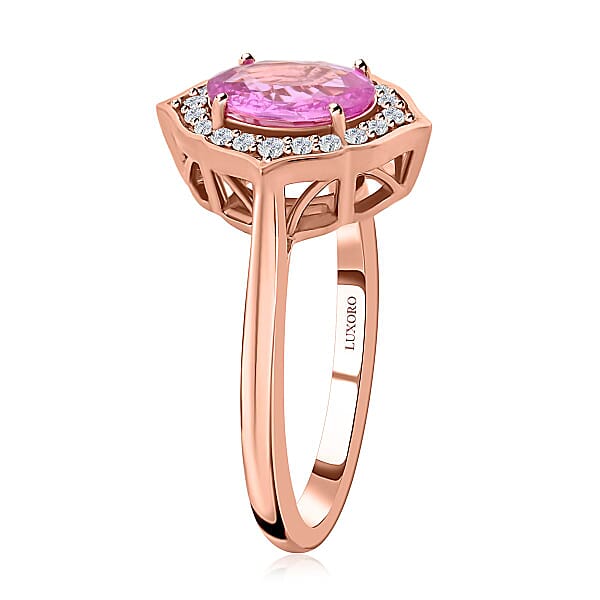 Certified & Appraised Luxoro AAA Madagascar Pink Sapphire And G-H I2 Diamond 1.50 Ctw Ring In 14K Rose Gold