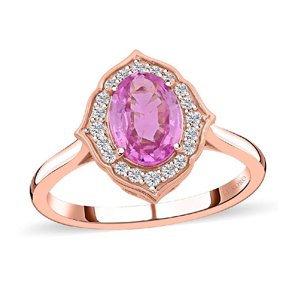 Certified & Appraised Luxoro AAA Madagascar Pink Sapphire And G-H I2 Diamond 1.50 Ctw Ring In 14K Rose Gold