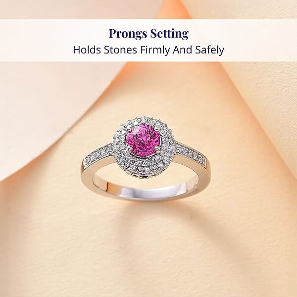 Certified & Appraised Luxoro AAA Madagascar Pink Sapphire And G-H I2 Diamond 1.10 Ctw Ring In 10K White Gold