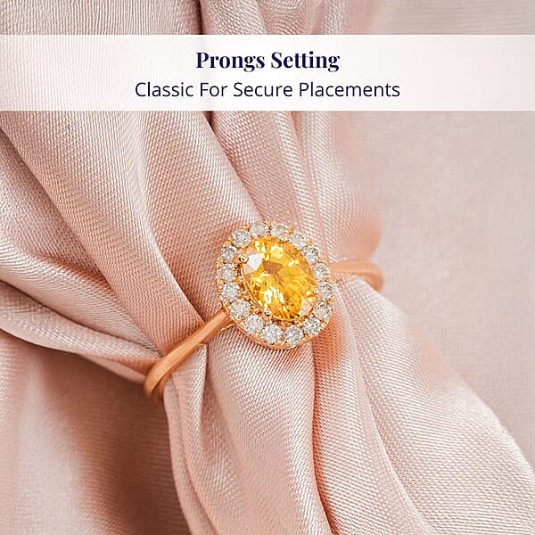 Certified & Appraised Luxoro AAA Madagascar Yellow Sapphire And G-H I2 Diamond 1.30 Ctw Ring In 14K Yellow Gold