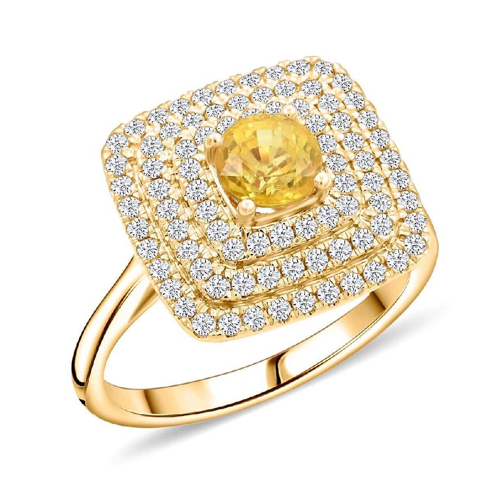 Certified & Appraised Luxoro AAA Madagascar Yellow Sapphire and G-H I2 Diamond 1.35 ctw Ring in 14K Yellow Gold 5.85 Grams