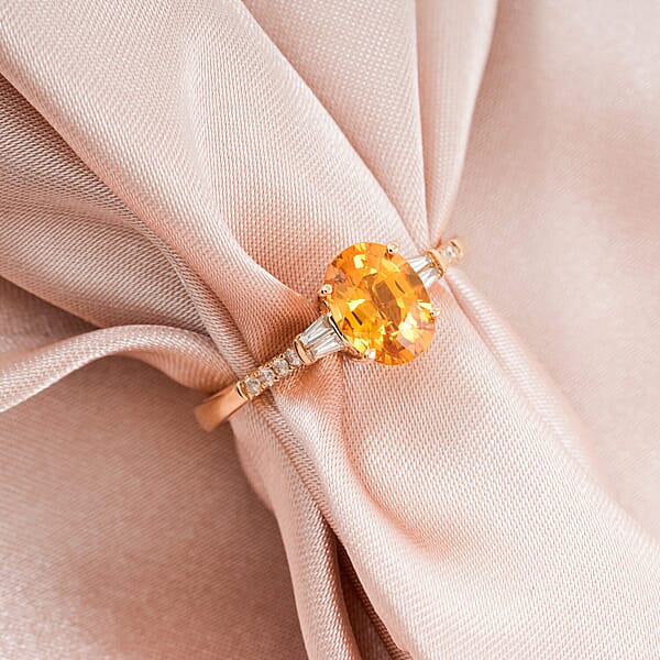 Certified & Appraised Luxoro AAA Madagascar Yellow Sapphire And I2 Diamond 1.85 Ctw Ring In 14K Yellow Gold