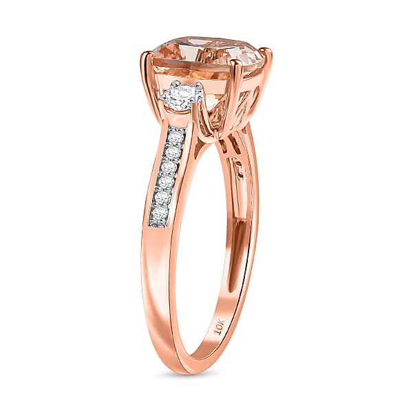 Certified & Appraised Luxoro AAA Marropino Morganite And G-H I2 Diamond 3.06 Ctw Ring In 10K Rose Gold (Del. In 10-15 Days)
