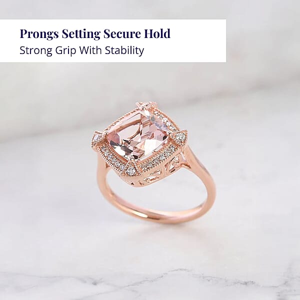 Certified & Appraised Luxoro AAA Marropino Morganite And G-H I2 Diamond 2.95 Ctw Ring In 10K Rose Gold