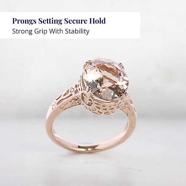 Certified & Appraised Luxoro AAA Marropino Morganite And G-H I2 Diamond 4.15 Ctw Ring In 10K Rose Gold