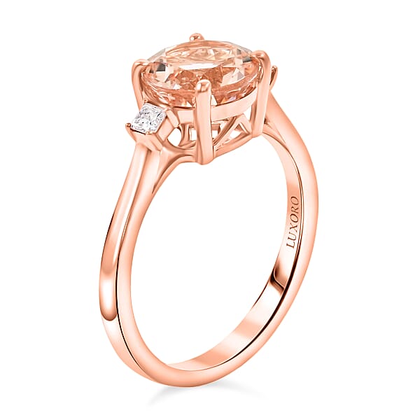 Certified & Appraised Luxoro AAA Marropino Morganite And I2 Diamond 1.80 Ctw Ring In 14K Rose Gold