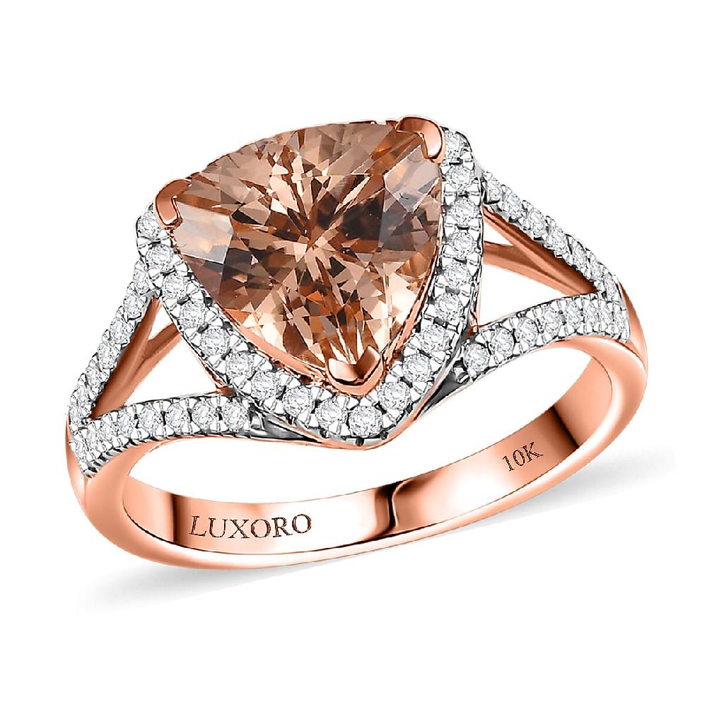 Certified & Appraised Luxoro AAA Marropino Morganite and G-H I2 Diamond 3.50 ctw Ring in 10K Rose Gold 4.20 Grams (Del. in 10-15 Days)