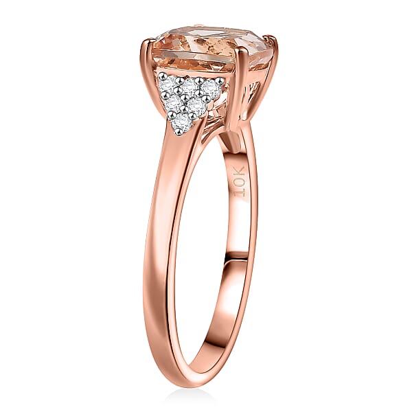 Certified & Appraised Luxoro AAA Marropino Morganite And G-H I2 Diamond 3.21 Ctw Ring In 10K Rose Gold (Del. In 10-15 Days)
