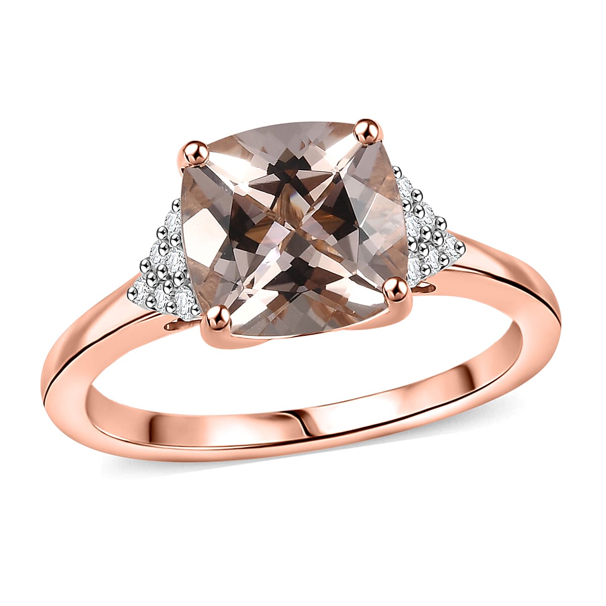 Certified & Appraised Luxoro AAA Marropino Morganite and G-H I2 Diamond 3.21 ctw Ring in 10K Rose Gold (Del. in 10-15 Days)