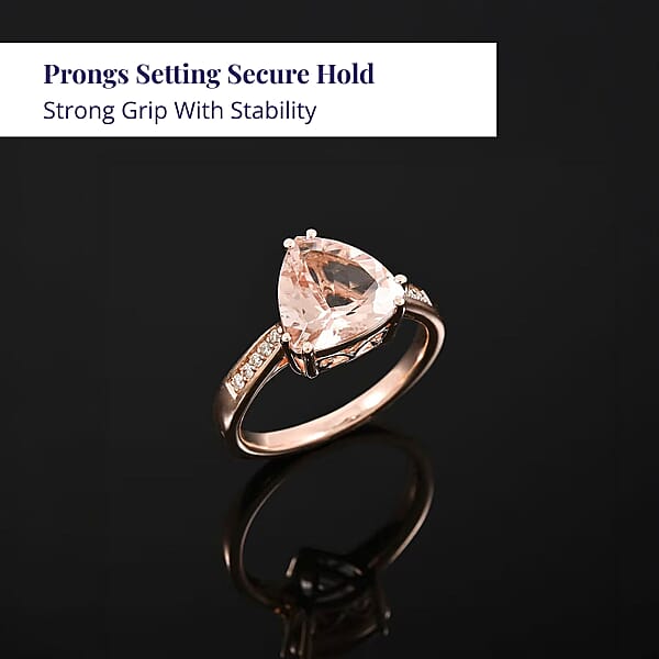 Certified & Appraised Luxoro AAA Marropino Morganite And G-H I2 Diamond 3.00 Ctw Ring In 10K Rose Gold