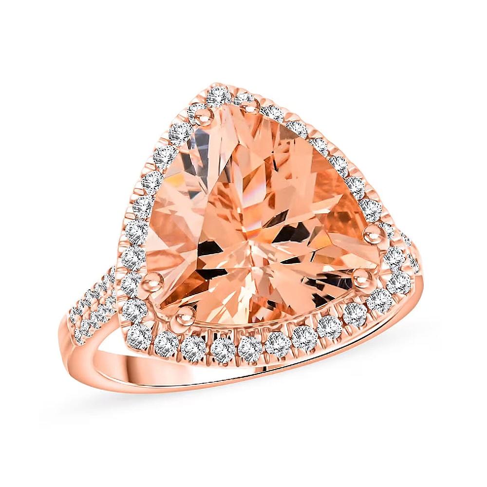 Certified & Appraised Luxoro AAA Marropino Morganite and G-H I2 Diamond 5.15 ctw Ring in 10K Rose Gold 4.30 Grams