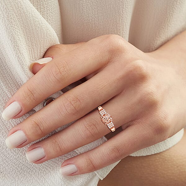 Certified & Appraised Luxoro AAA Marropino Morganite And I2 Diamond 1.85 Ctw Ring In 14K Rose Gold 4.77 Grams