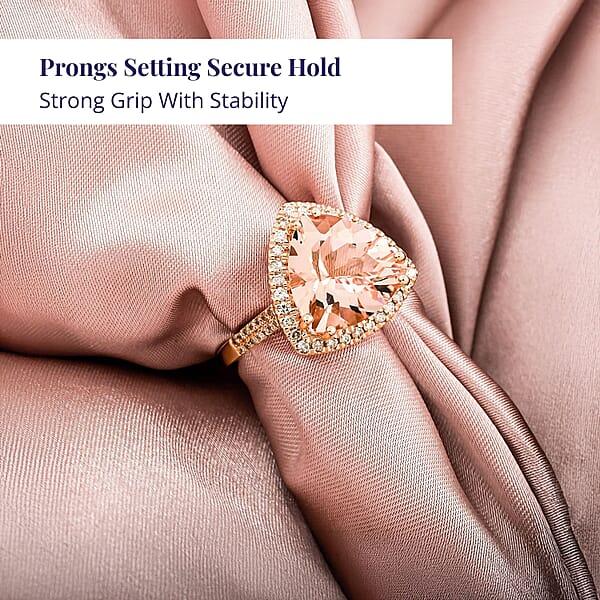 Certified & Appraised Luxoro AAA Marropino Morganite And G-H I2 Diamond 5.15 Ctw Ring In 10K Rose Gold 4.30 Grams