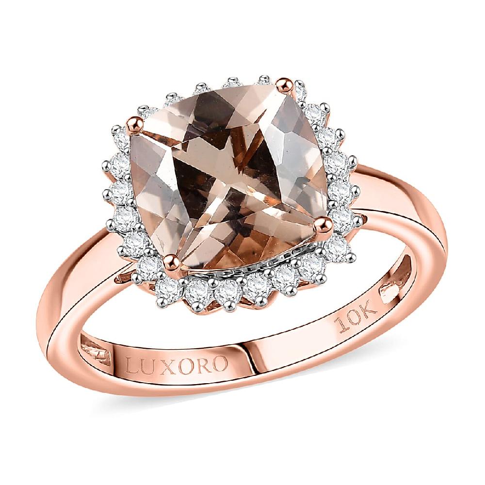 Certified & Appraised Luxoro AAA Marropino Morganite and G-H I2 Diamond 3.75 ctw Ring in 10K Rose Gold (Del. in 10-15 Days)