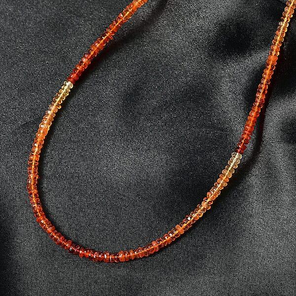 Certified & Appraised Luxoro AAA Mexican Fire Opal Beaded Graduated 25.00 Ctw Necklace 18-20 Inches In 10K Yellow Gold