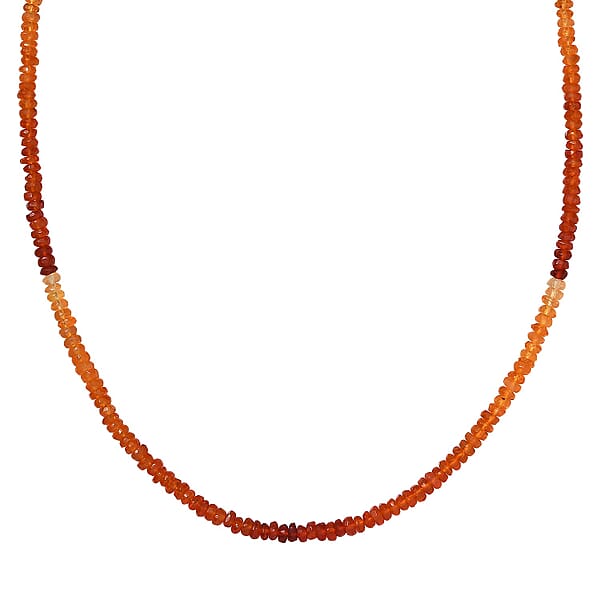Certified & Appraised Luxoro AAA Mexican Fire Opal Beaded Graduated 25.00 Ctw Necklace 18-20 Inches In 10K Yellow Gold