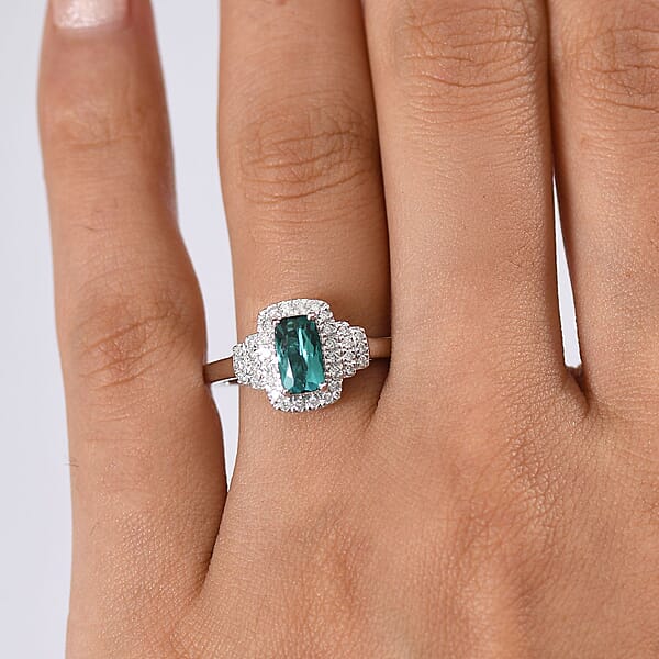 Certified & Appraised Luxoro AAA Monte Belo Indicolite And G-H I2 Diamond 1.11 Ctw Ring In 10K White Gold