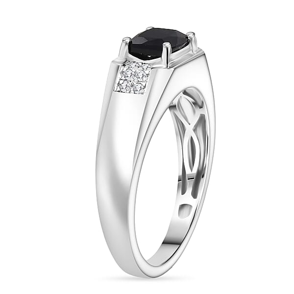 Certified & Appraised Luxoro AAA Monte Belo Indicolite And I2 Diamond 1.50 Ctw Men's Ring In 10K White Gold 4.68 Grams