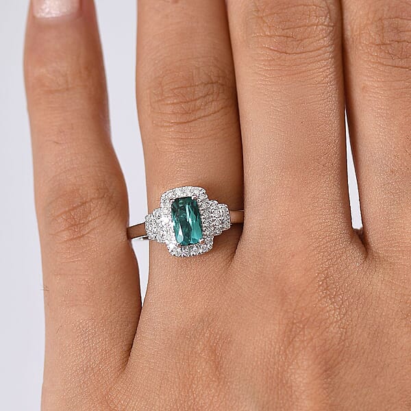 Certified & Appraised Luxoro AAA Monte Belo Indicolite And G-H I2 Diamond 1.11 Ctw Ring In 10K White Gold
