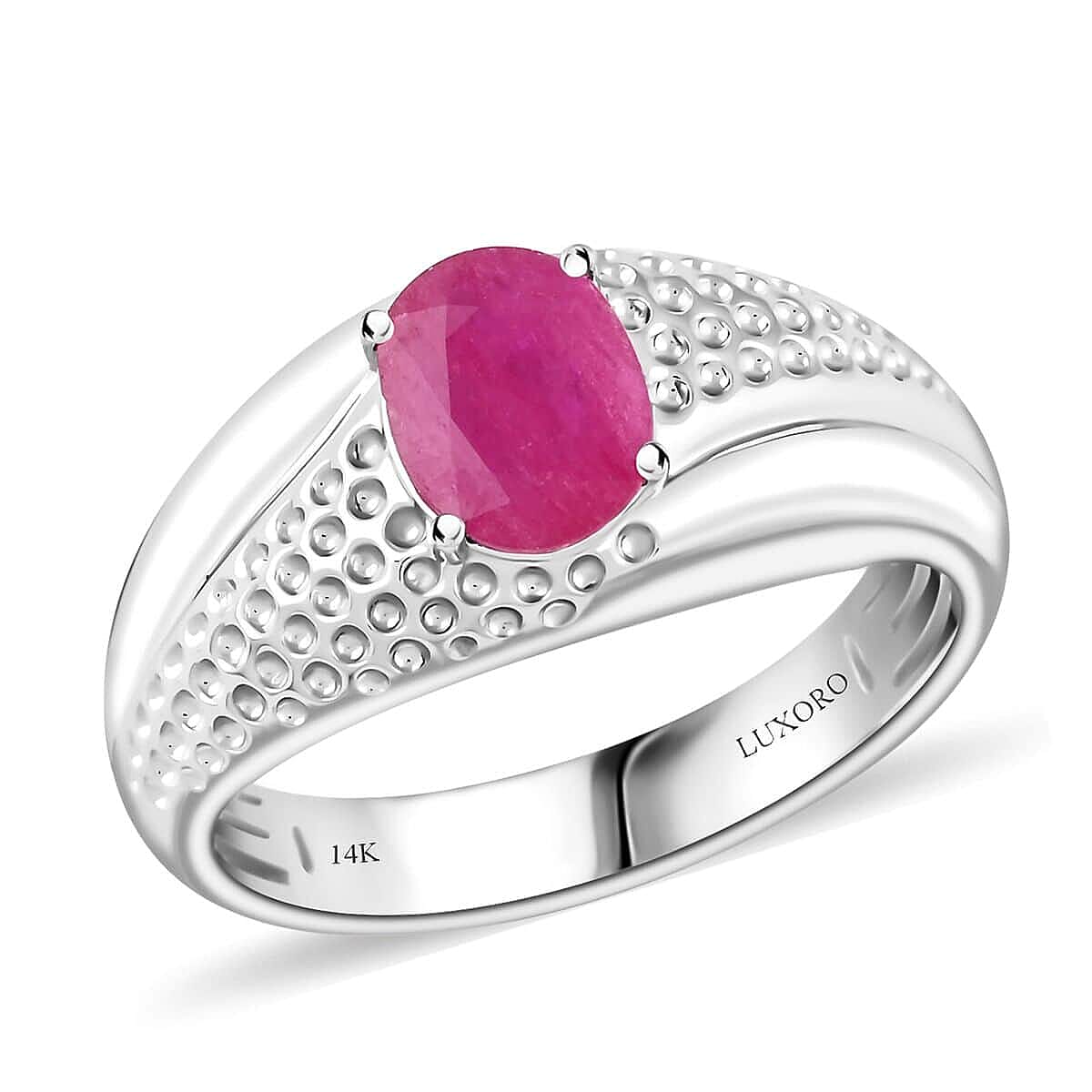 Certified & Appraised Luxoro AAA Montepuez Ruby 2.25 ctw Solitaire Men's Ring in 14K White Gold 8.46 Grams